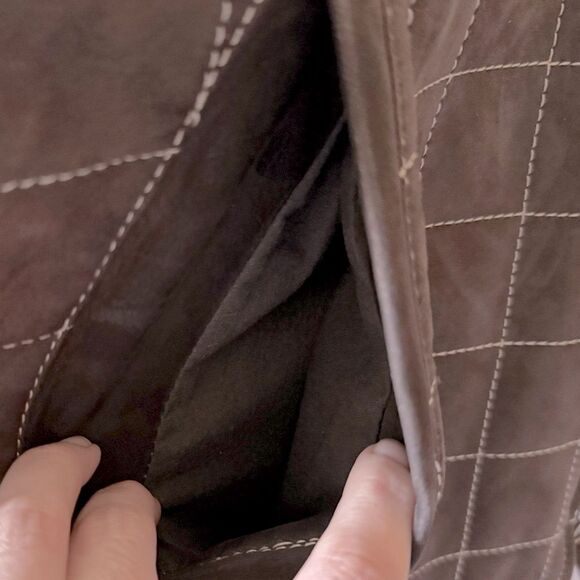 Vintage Handmade LUCIANO BARBERA Brown Nubuck Leather Quilted Full Zip Vest 54 - Picture 4 of 11